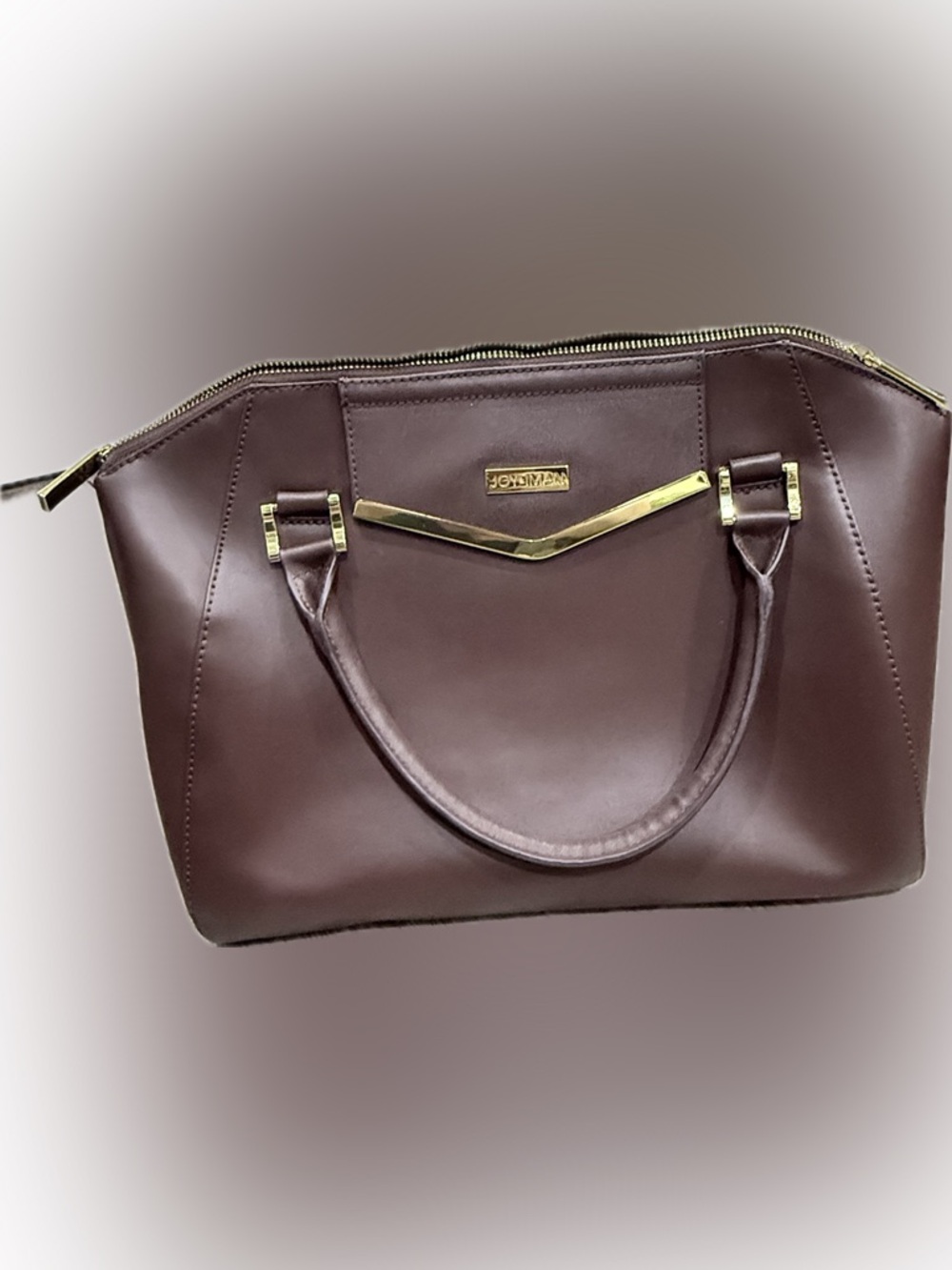 Burgundy Women's Tote Bag with Gold Accent